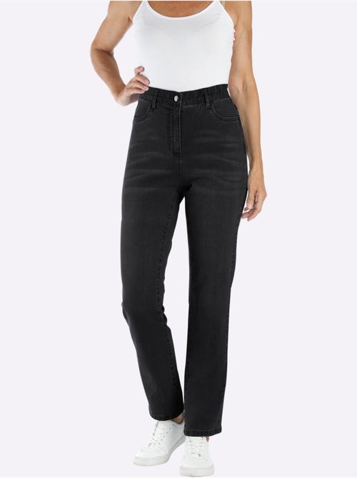 Jean taille haute avec ceinture élastique et poches plaquées - Taille courte - Moda Vilona - Kiabi Jean taille haute avec ceinture élastique et poches plaquées - Taille courte - Moda Vilona - Kiabi
