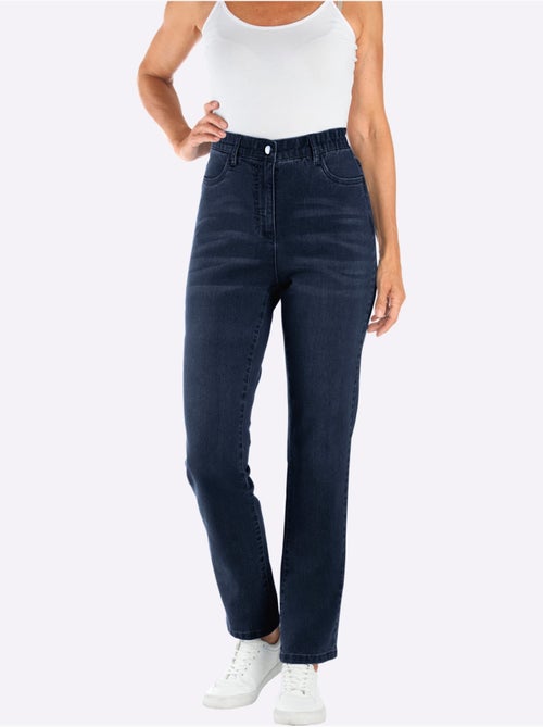Jean taille haute avec ceinture élastique et poches pratiques - Taille courte - Moda Vilona - Kiabi Jean taille haute avec ceinture élastique et poches pratiques - Taille courte - Moda Vilona - Kiabi
