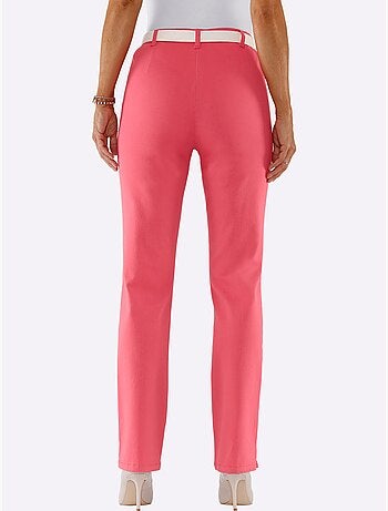 Jean femme taille haute avec ceinture élastique et poches devant - Taille extra courte - Moda Vilona