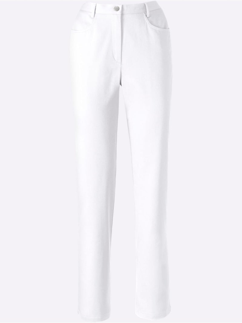 Jean taille haute avec ceinture élastique et poches pratiques - Taille standard - Moda Vilona Blanc - Kiabi