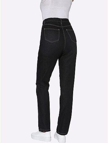 Jean taille haute avec ceinture élastique intégrée et poches - Taille standard - Moda Vilona
