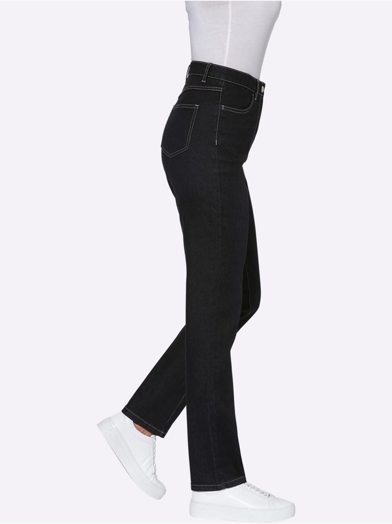 Jean taille haute avec ceinture élastique et poches pratiques - Taille standard - Moda Vilona Noir - Kiabi