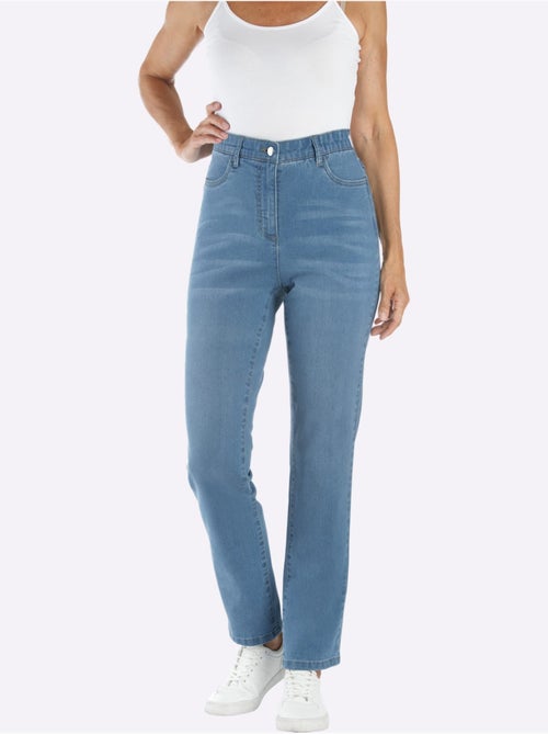 Jean taille haute avec ceinture élastique intégrée confortable - Taille courte - Moda Vilona - Kiabi Jean taille haute avec ceinture élastique intégrée confortable - Taille courte - Moda Vilona - Kiabi