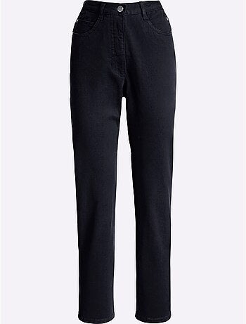 Jean taille haute avec ceinture élastique et poches arrondies - taille standard - moda vilona