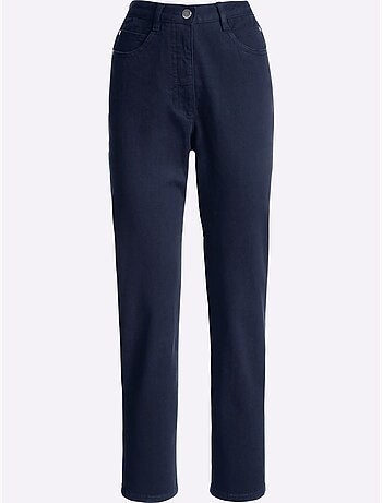 Jean taille haute avec ceinture élastique et poches arrondies - taille standard - moda vilona