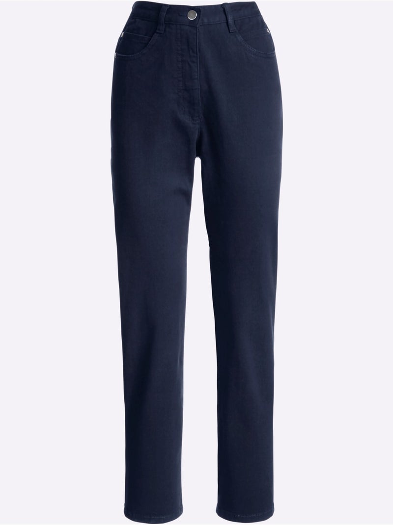 Jean taille haute avec empiècements latéraux et poches arrondies - taille standard - moda vilona Bleu foncé - Kiabi