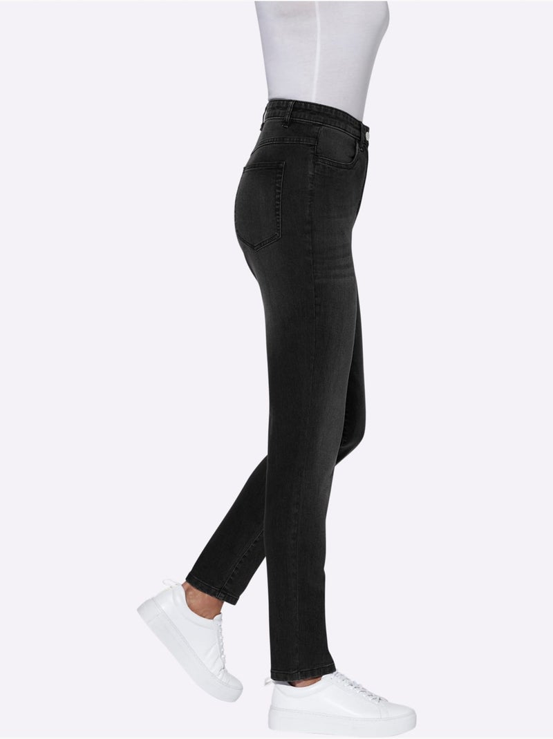 Jean taille haute avec fermeture à glissière et deux poches - taille standard - moda vilona Noir - Kiabi
