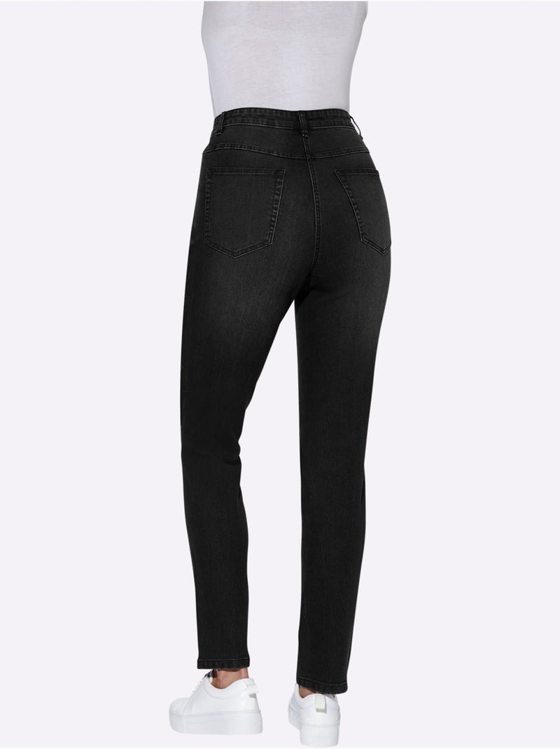 Jean taille haute avec fermeture à glissière et deux poches - taille standard - moda vilona Noir - Kiabi