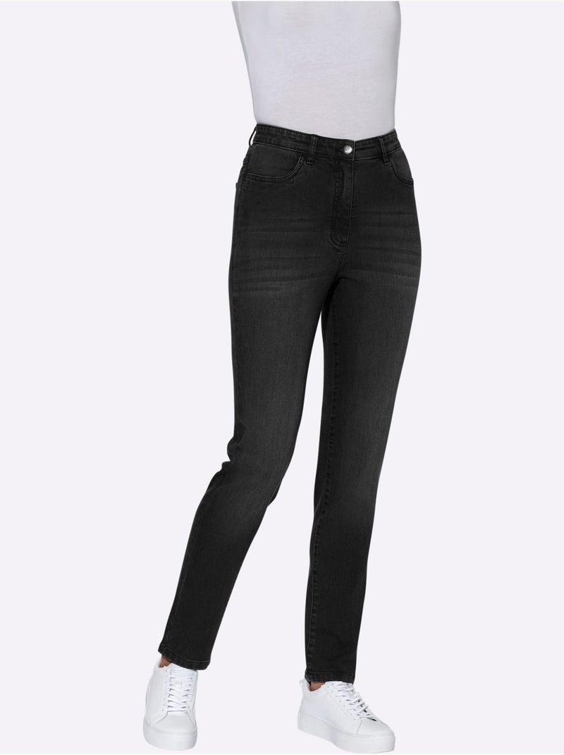 Jean taille haute avec fermeture à glissière et deux poches - taille standard - moda vilona Noir - Kiabi