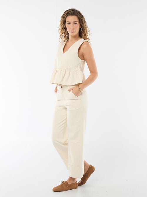 Jean taille haute avec revers en bas - Kiabi