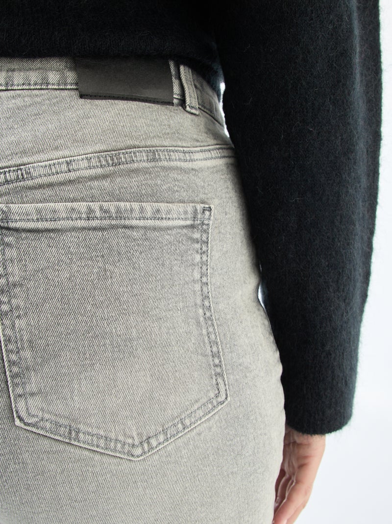 Jean taille haute avec strass Gris - Kiabi