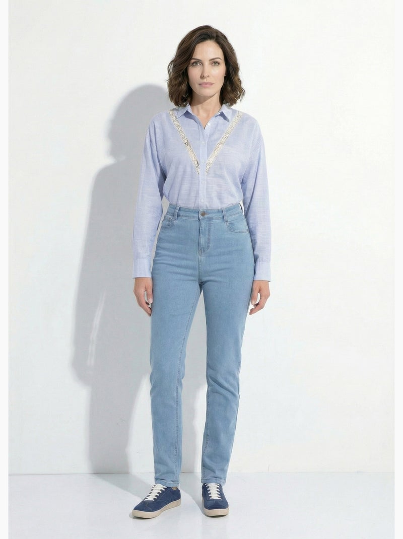 Jean taille haute coupe droite - Afibel Blanc cassé - Kiabi