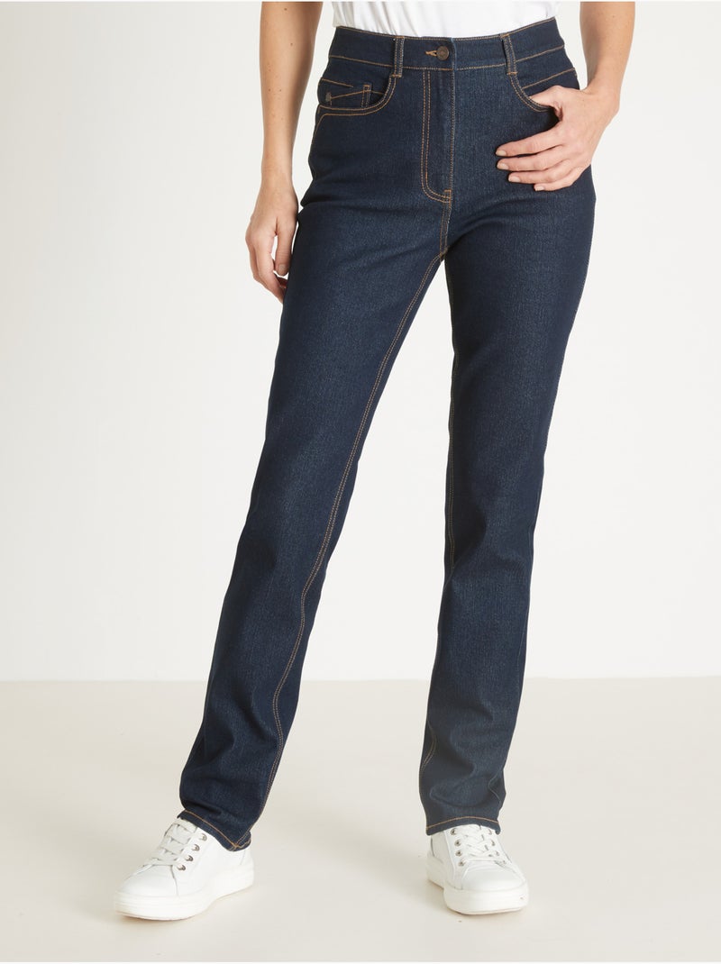 Jean taille haute coupe droite - DAXON Bleu denim - Kiabi