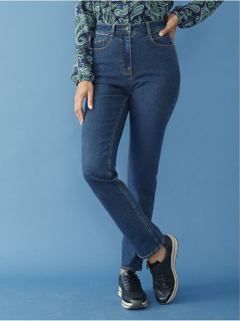 Jean taille haute coupe droite - DAXON Bleu stone - Kiabi