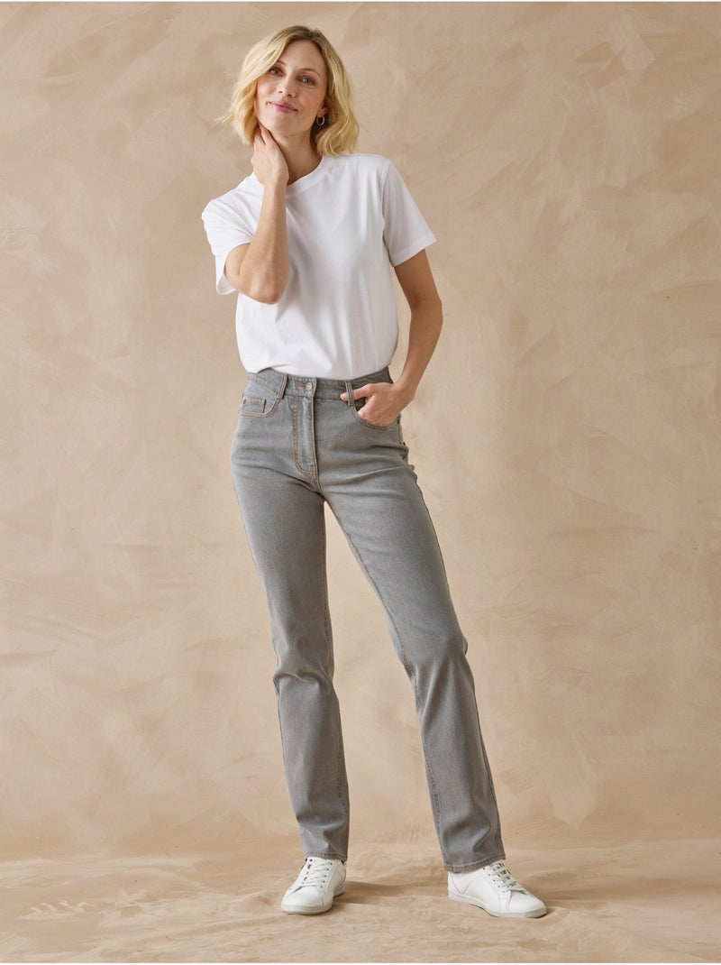 Jean taille haute coupe droite - DAXON Gris moyen - Kiabi