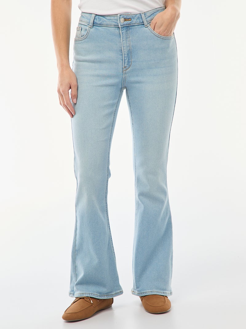 Jean taille haute coupe flare/bootcut  - L28 Bleu - Kiabi