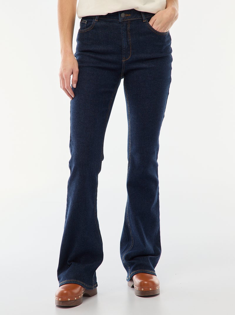 Jean taille haute coupe flare/bootcut  - L28 Bleu - Kiabi