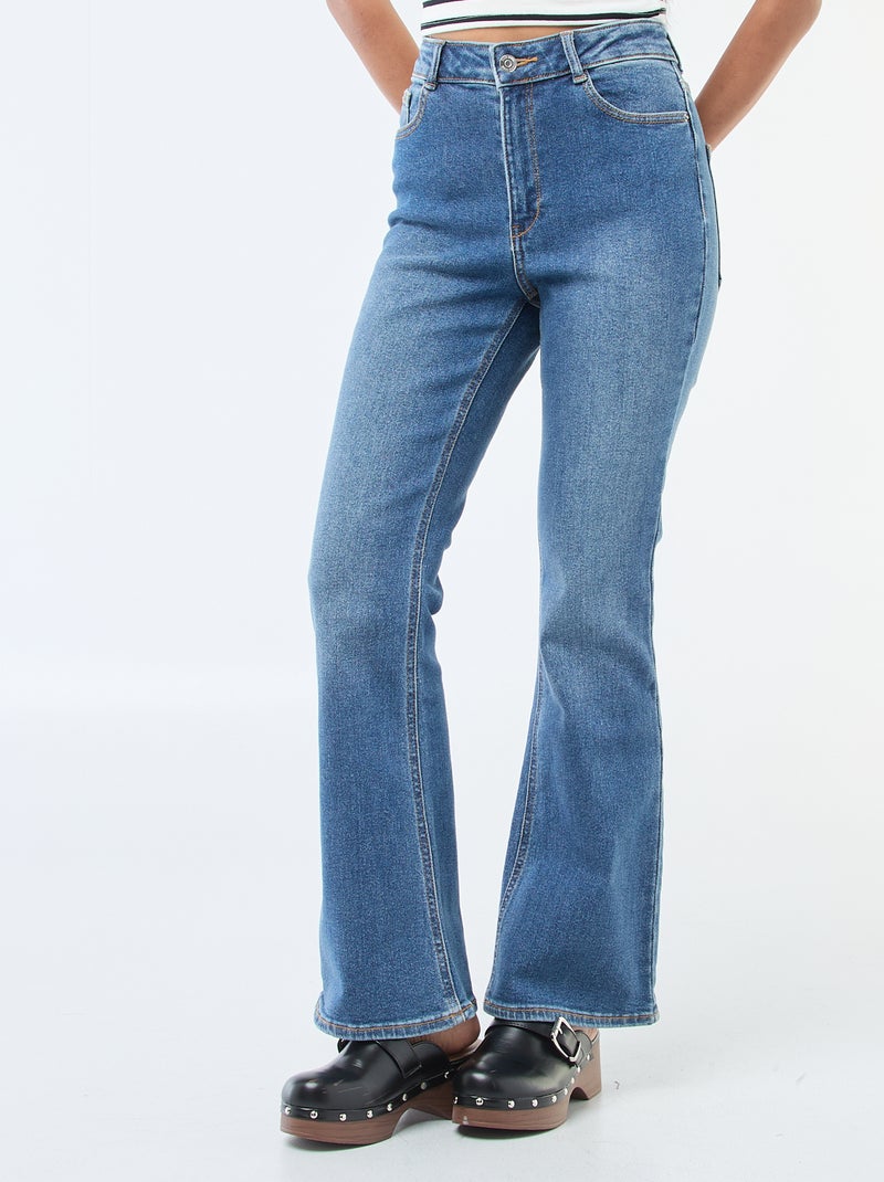 Jean taille haute coupe flare/bootcut - L32 Bleu - Kiabi