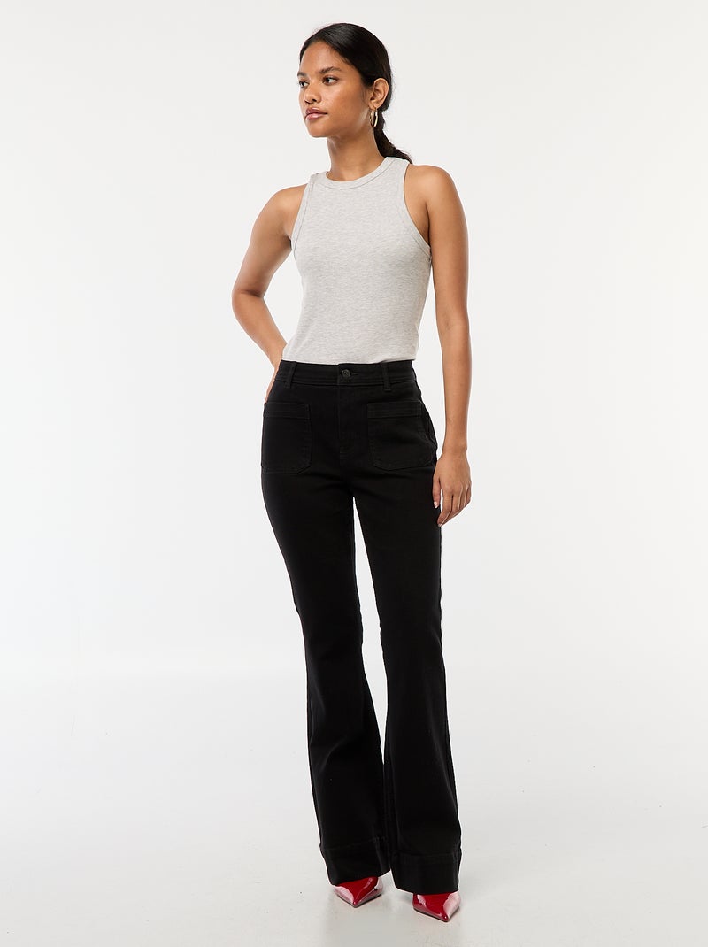 Jean taille haute coupe flare/bootcut Noir - Kiabi