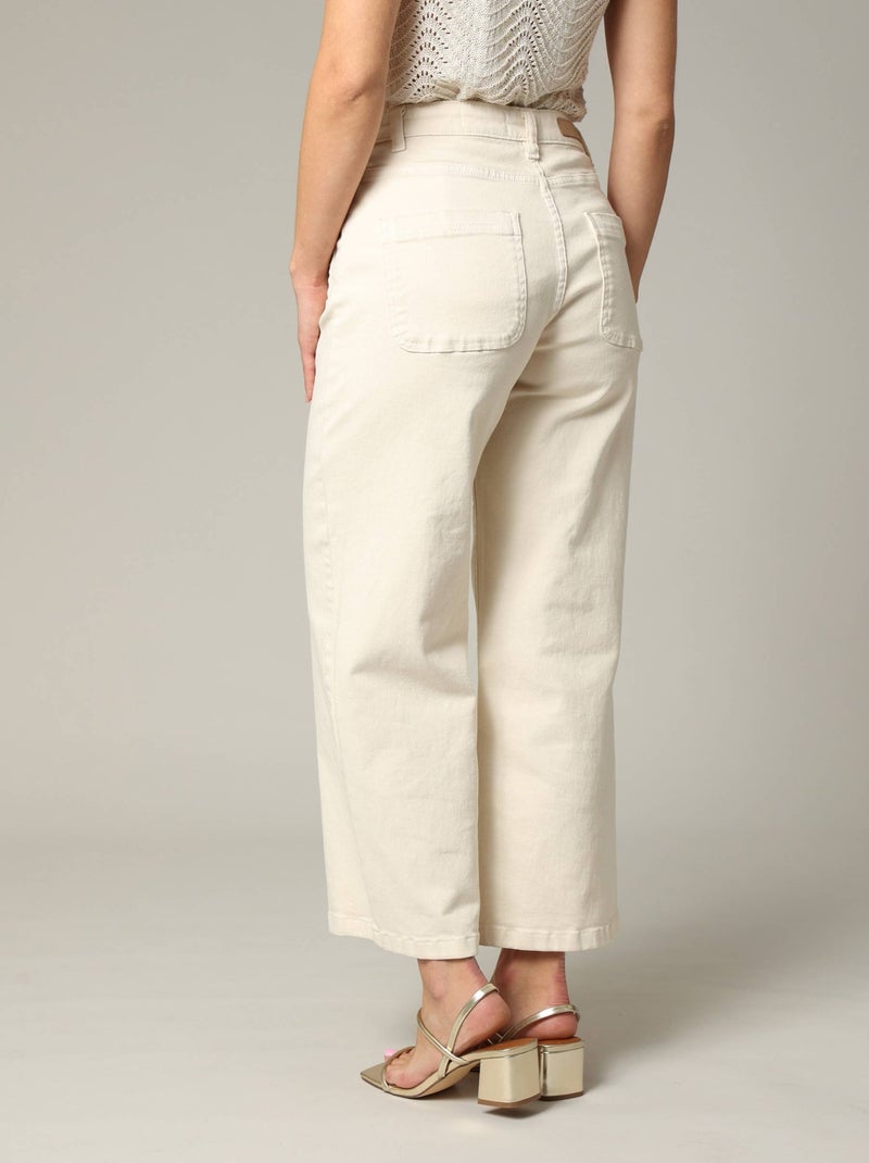 Jean taille haute coupe large en denim noir 'Deeluxe' Blanc - Kiabi