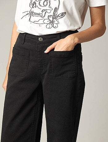 Jean taille haute coupe large en denim noir 'Deeluxe'