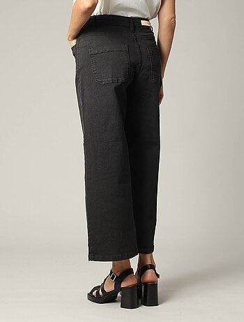 Jean taille haute coupe large en denim noir 'Deeluxe'