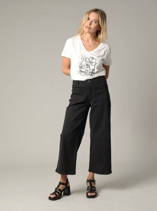 Jean taille haute coupe large en denim noir 'Deeluxe'