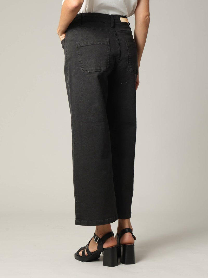 Jean taille haute coupe large en denim noir 'Deeluxe' Noir - Kiabi