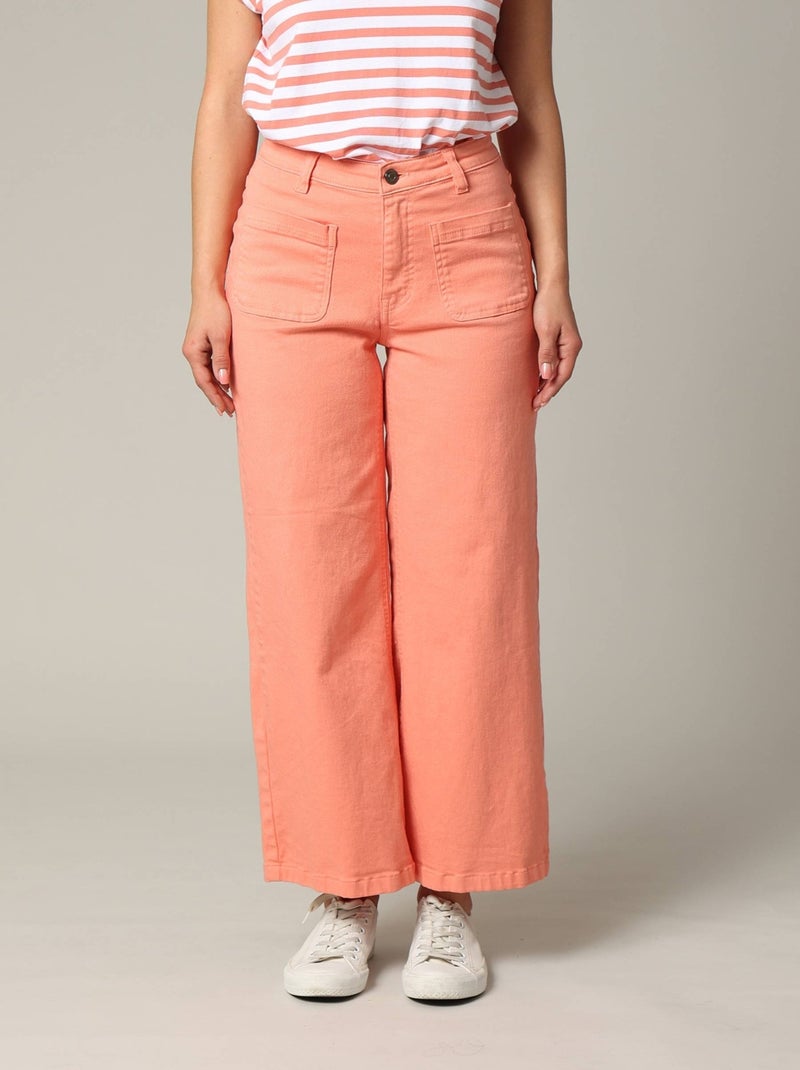 Jean taille haute coupe large en denim noir 'Deeluxe' Rose - Kiabi