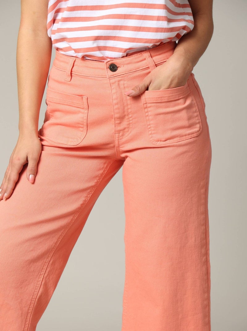 Jean taille haute coupe large en denim noir 'Deeluxe' Rose - Kiabi