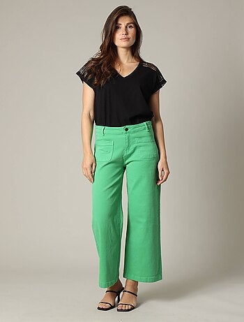 Jean taille haute coupe large en denim noir 'Deeluxe'