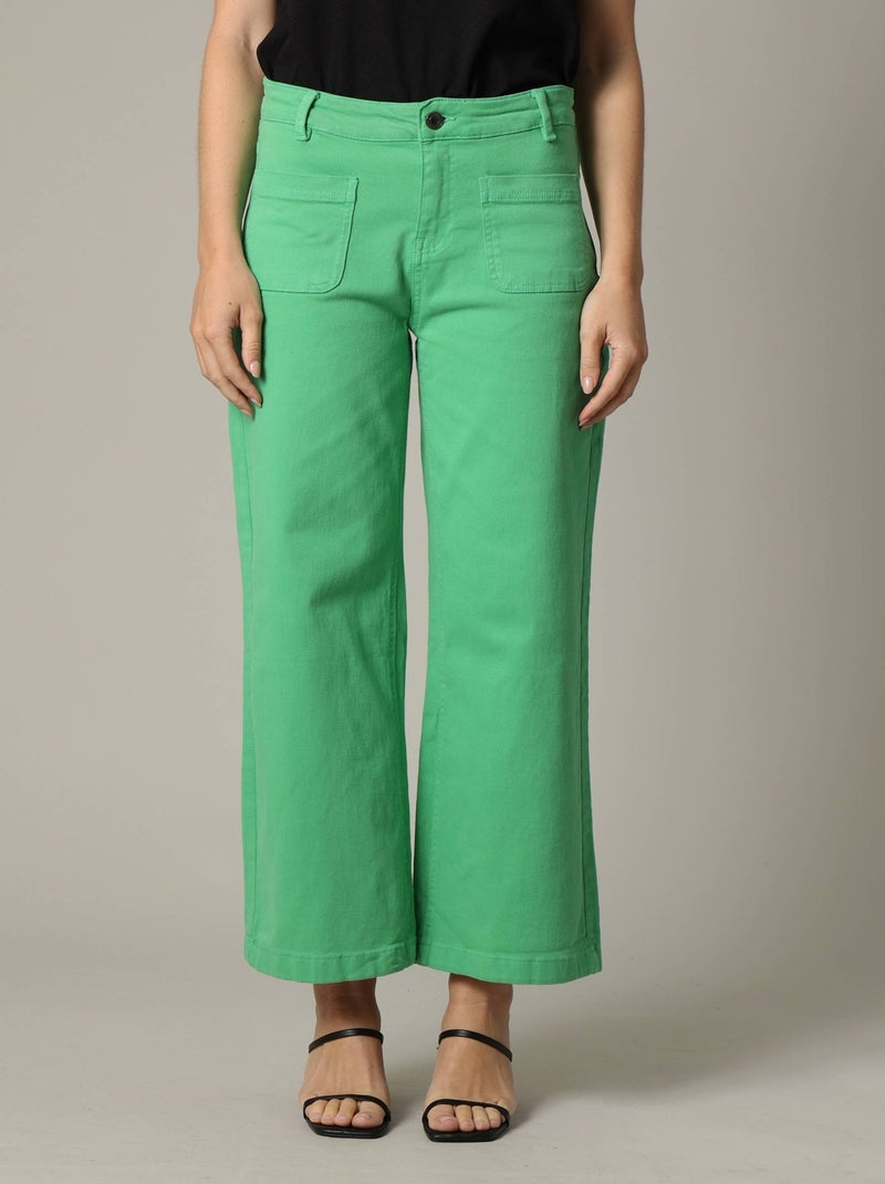 Jean taille haute coupe large en denim noir 'Deeluxe' Vert - Kiabi