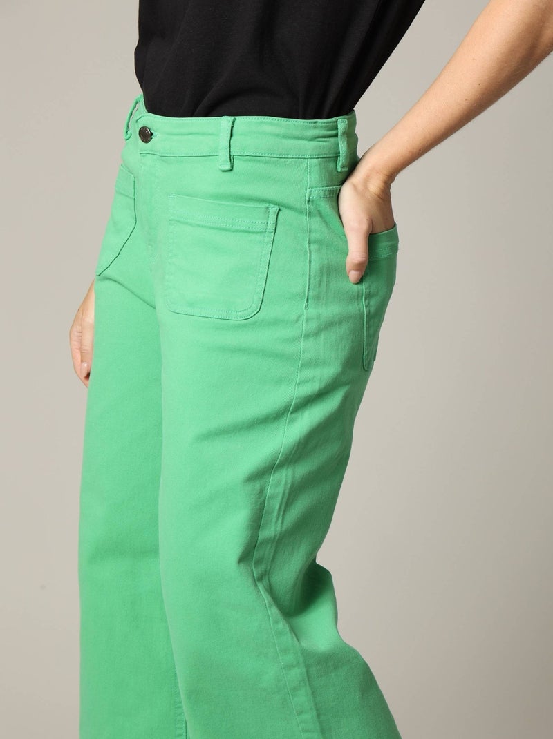 Jean taille haute coupe large en denim noir 'Deeluxe' Vert - Kiabi