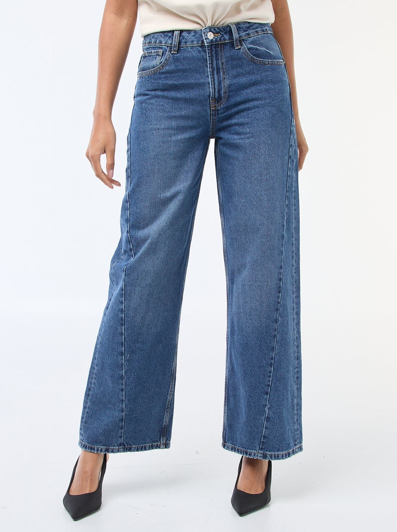 Jean taille haute coupe large / wide leg Bleu - Kiabi