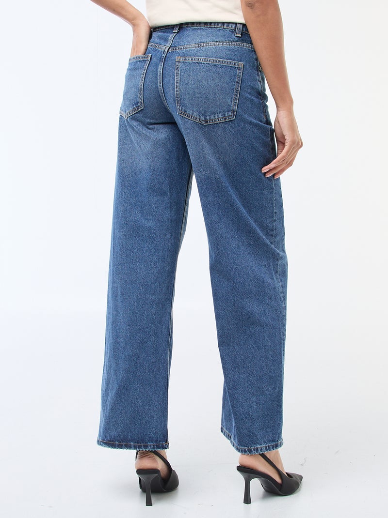 Jean taille haute coupe large / wide leg Bleu - Kiabi