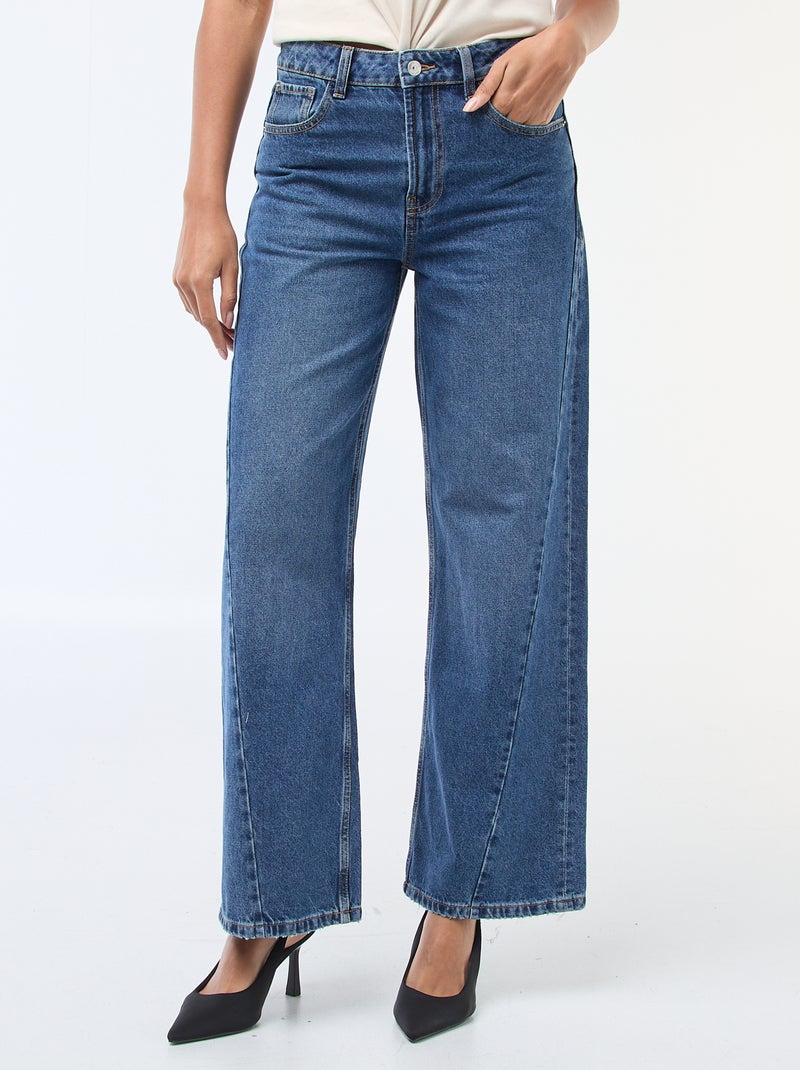 Jean taille haute coupe large / wide leg Bleu - Kiabi