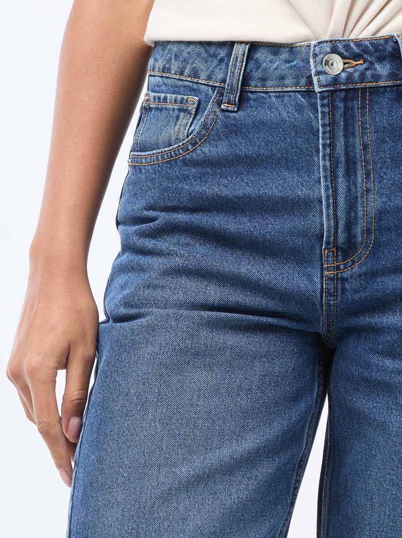 Jean taille haute coupe large / wide leg Bleu - Kiabi