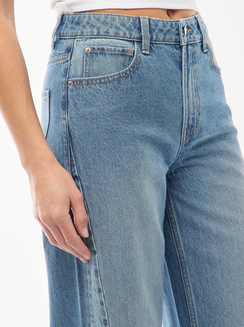 Jean taille haute coupe large / wide leg Bleu - Kiabi