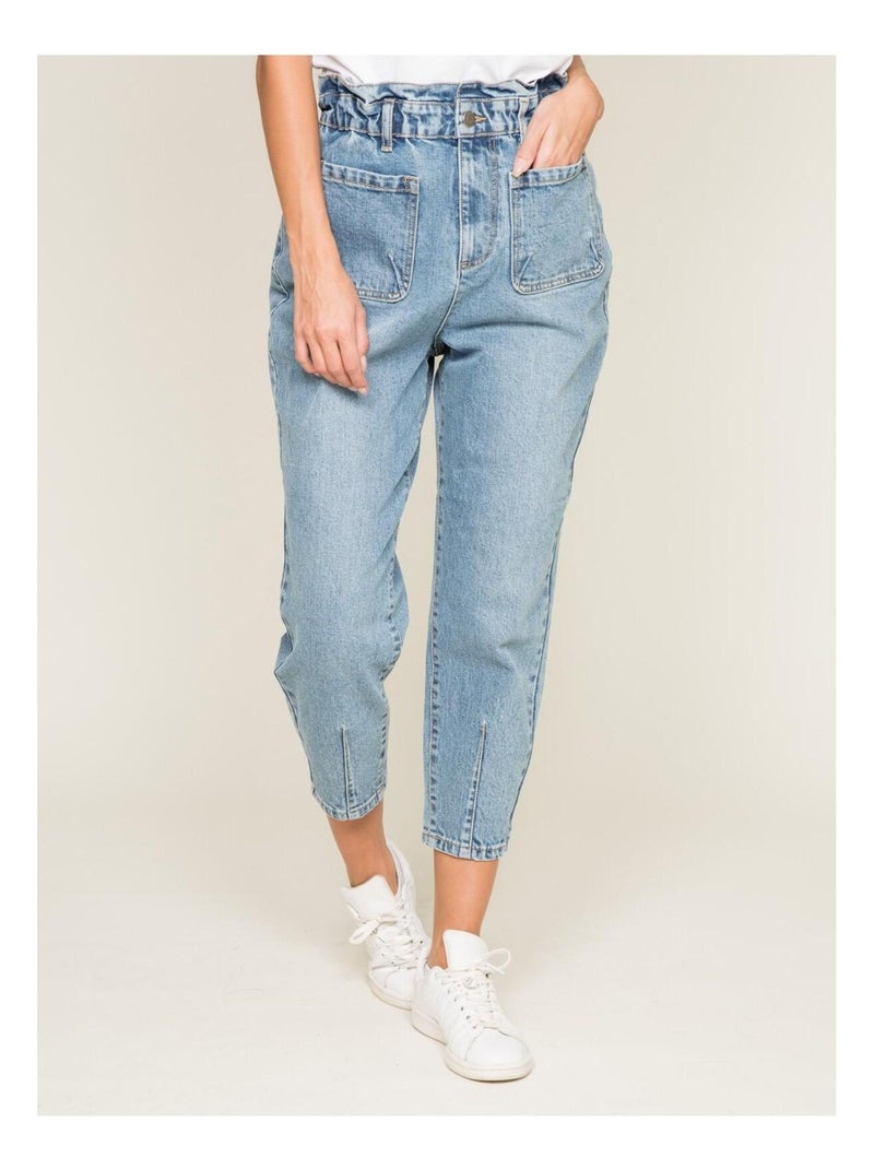 Jean taille haute ENDER Bleu clair - Kiabi