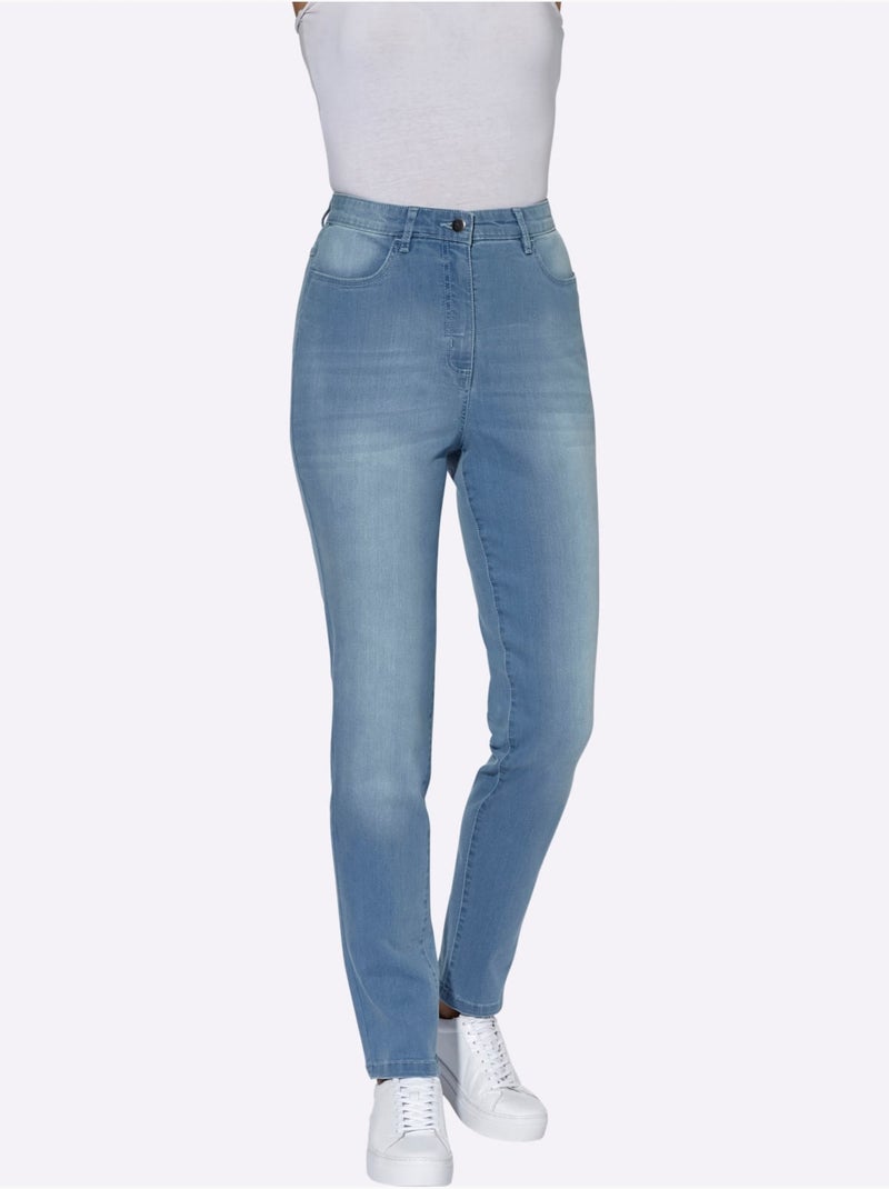 Jean taille haute hauteur de taille confortable - taille standard - moda vilona Bleu Blanc - Kiabi