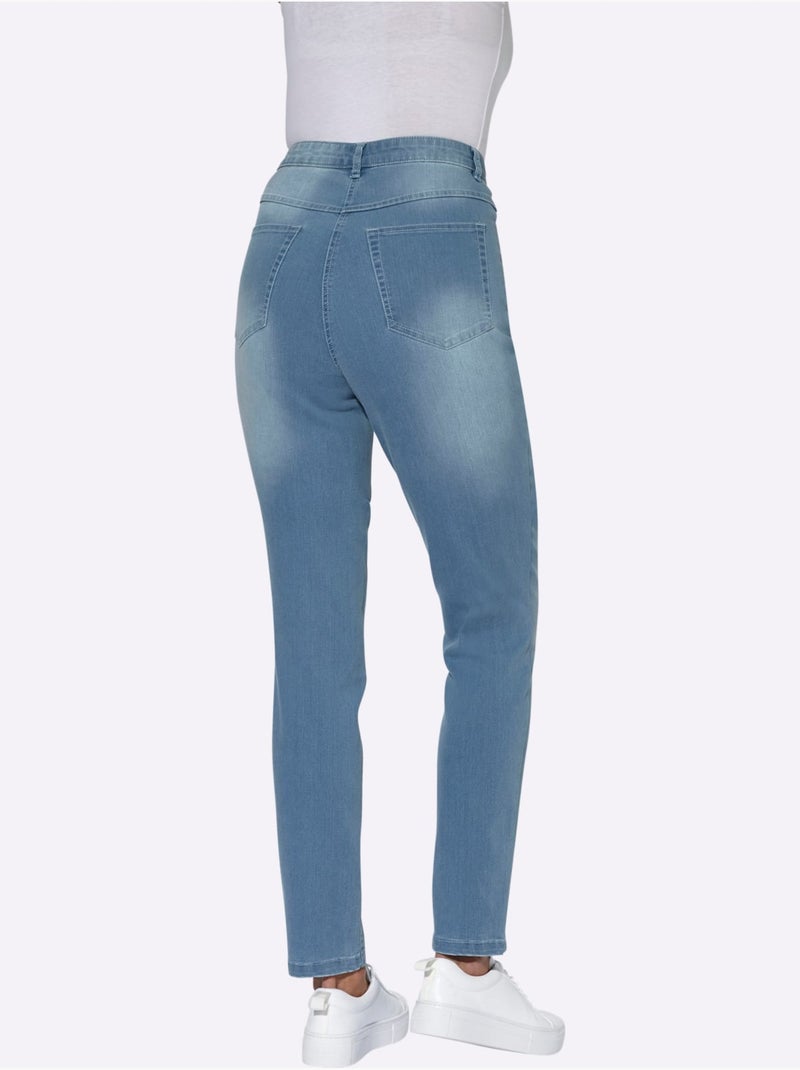 Jean taille haute hauteur de taille confortable - taille standard - moda vilona Bleu Blanc - Kiabi
