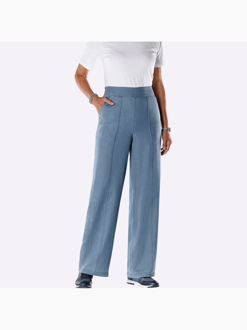 Jean Taille Haute Qualité Coton Doux Sur La Peau - Taille Courte - Moda Vilona Bleu - Kiabi