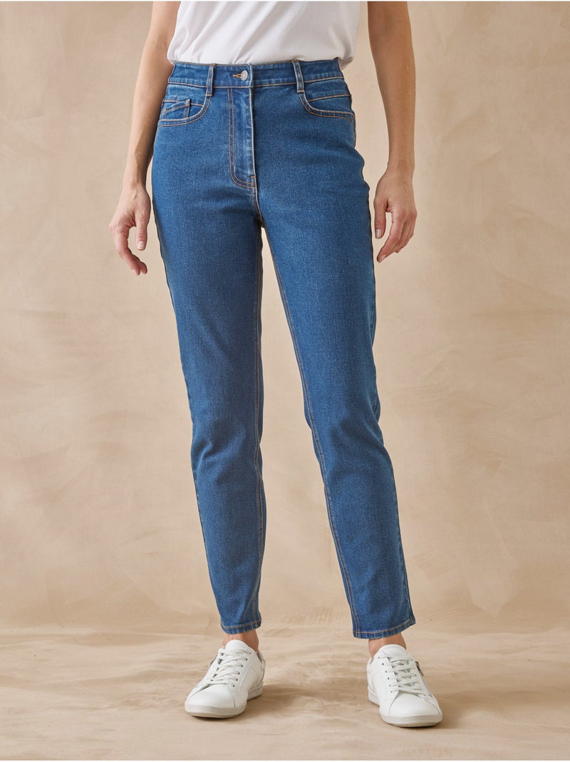 Jean taille haute raccourci - DAXON Bleu stone - Kiabi