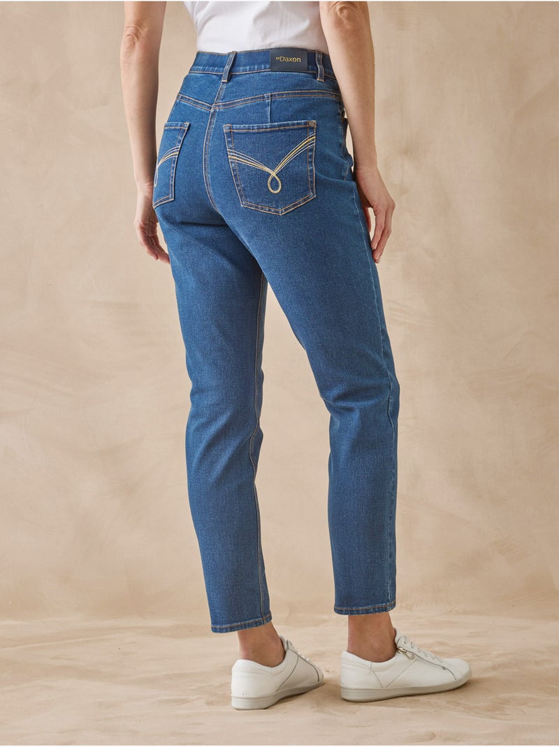 Jean taille haute raccourci - DAXON Bleu stone - Kiabi