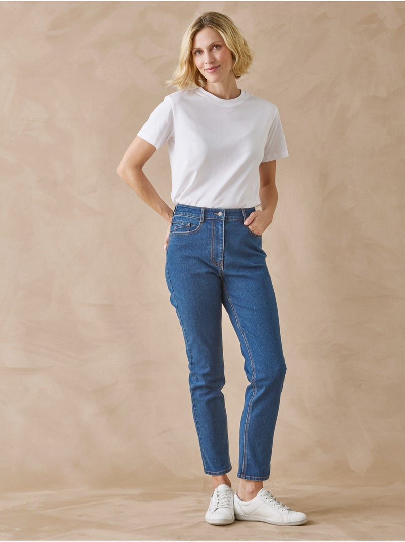 Jean taille haute raccourci - DAXON Bleu stone - Kiabi
