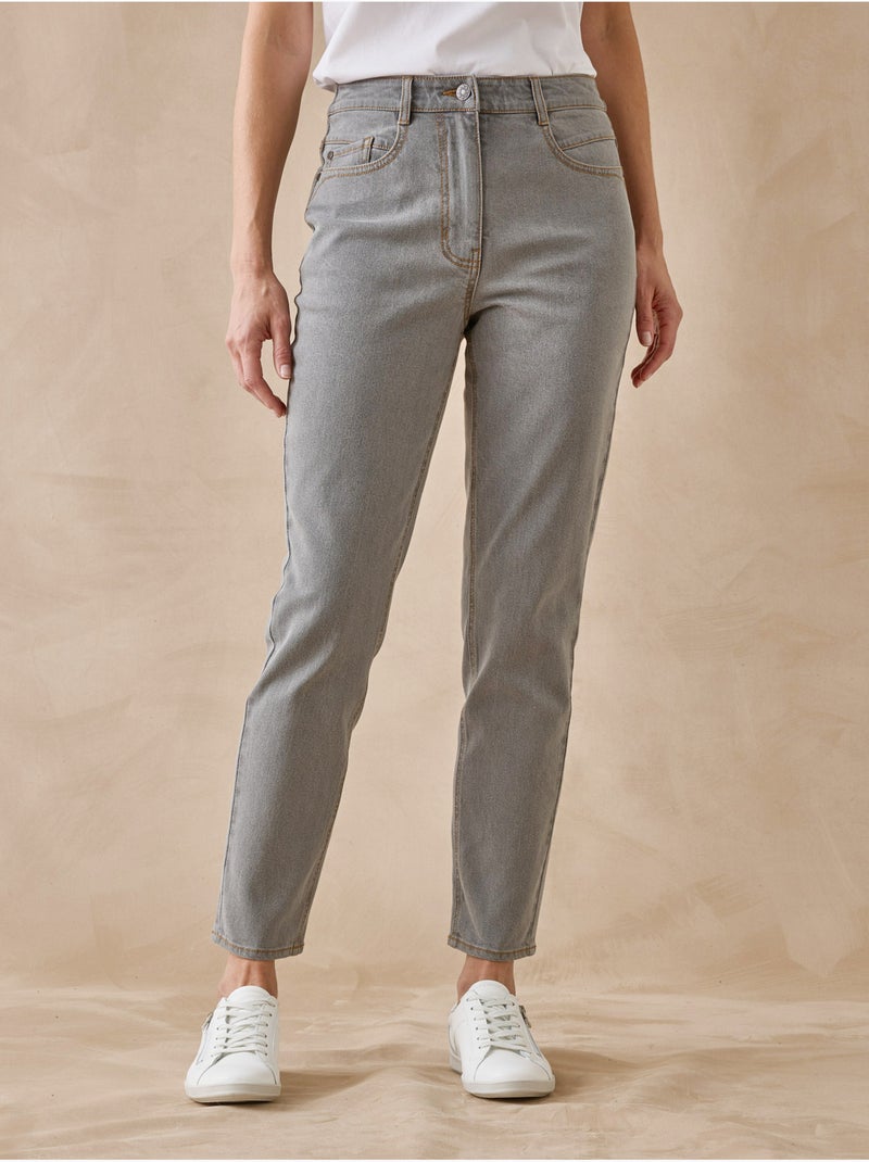 Jean taille haute raccourci - DAXON Gris - Kiabi