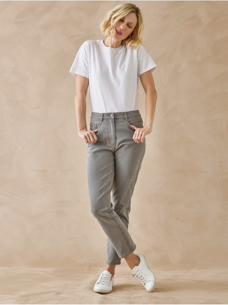 Jean taille haute raccourci - DAXON Gris - Kiabi