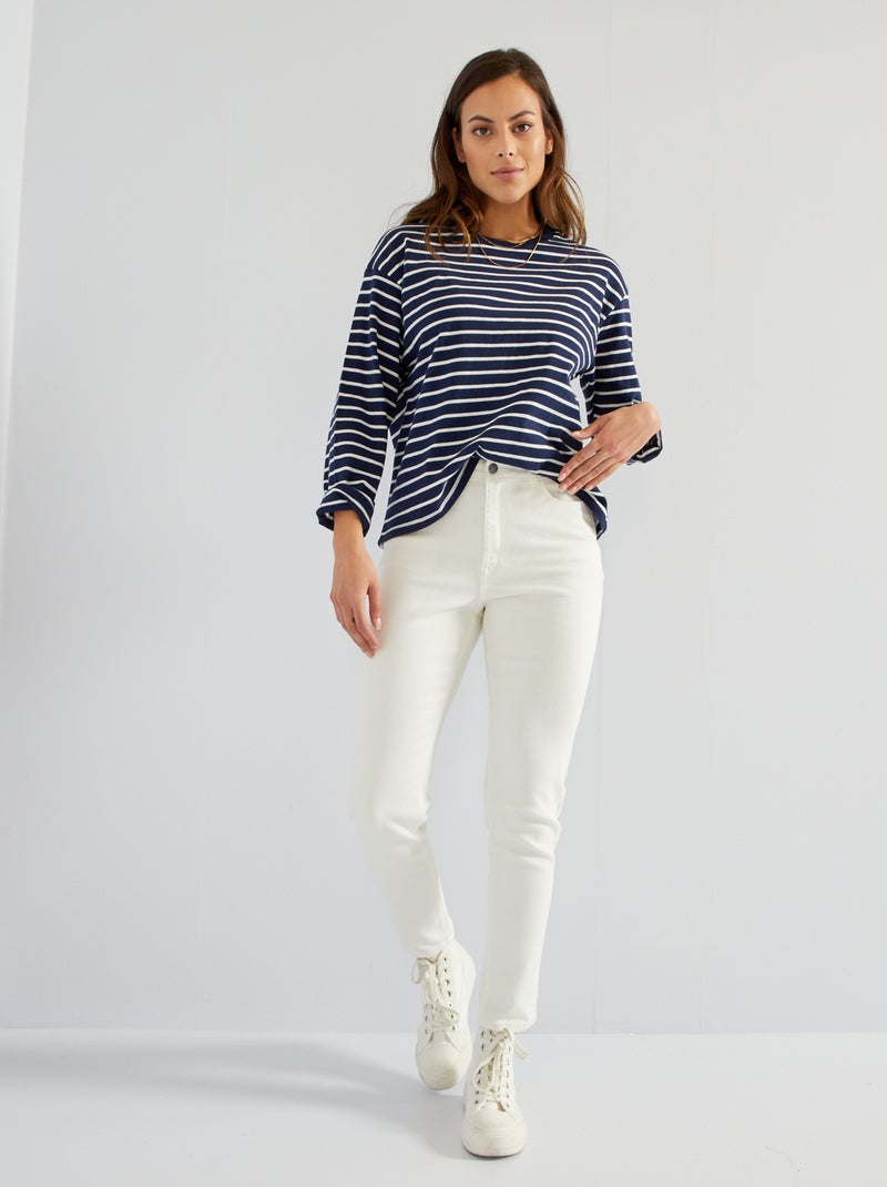 Jean taille haute slim - 28L Blanc - Kiabi