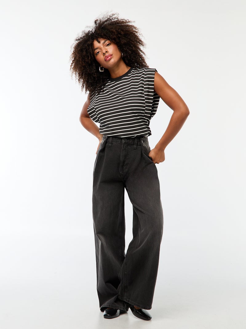 Kiabi Jeans Taille Haute Gris Jean Large Wide Leg Taille Haute