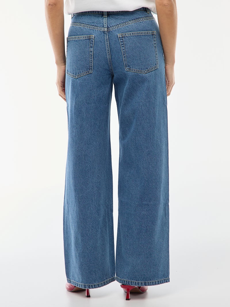 Jean taille haute wide leg bicolore Bleu - Kiabi